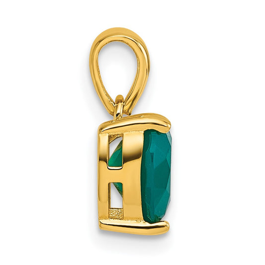 Sterling Silver Gold-tone Polished Green Chalcedony Heart Pendant
