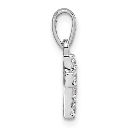 Sterling Silver Rhodium-plated Polished White CZ Cross Pendant