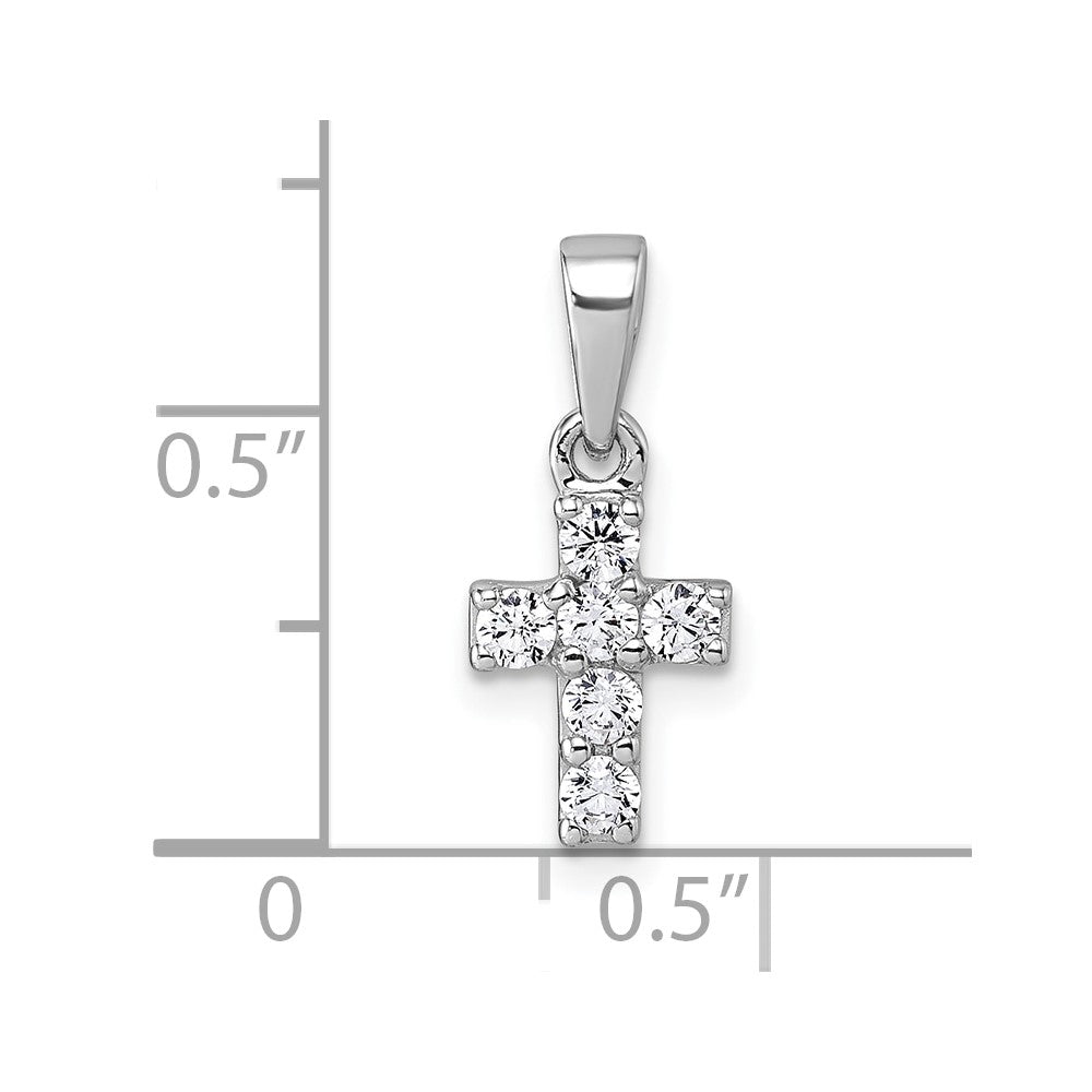 Sterling Silver Rhodium-plated Polished White CZ Cross Pendant