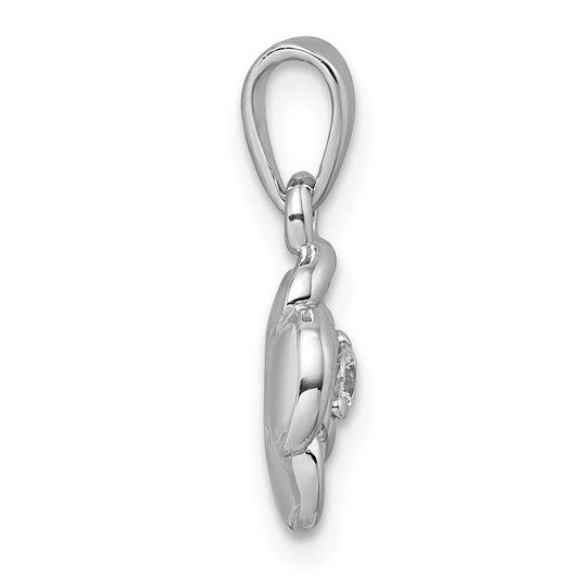 Sterling Silver Rhodium-plated Polished White CZ Flower Pendant