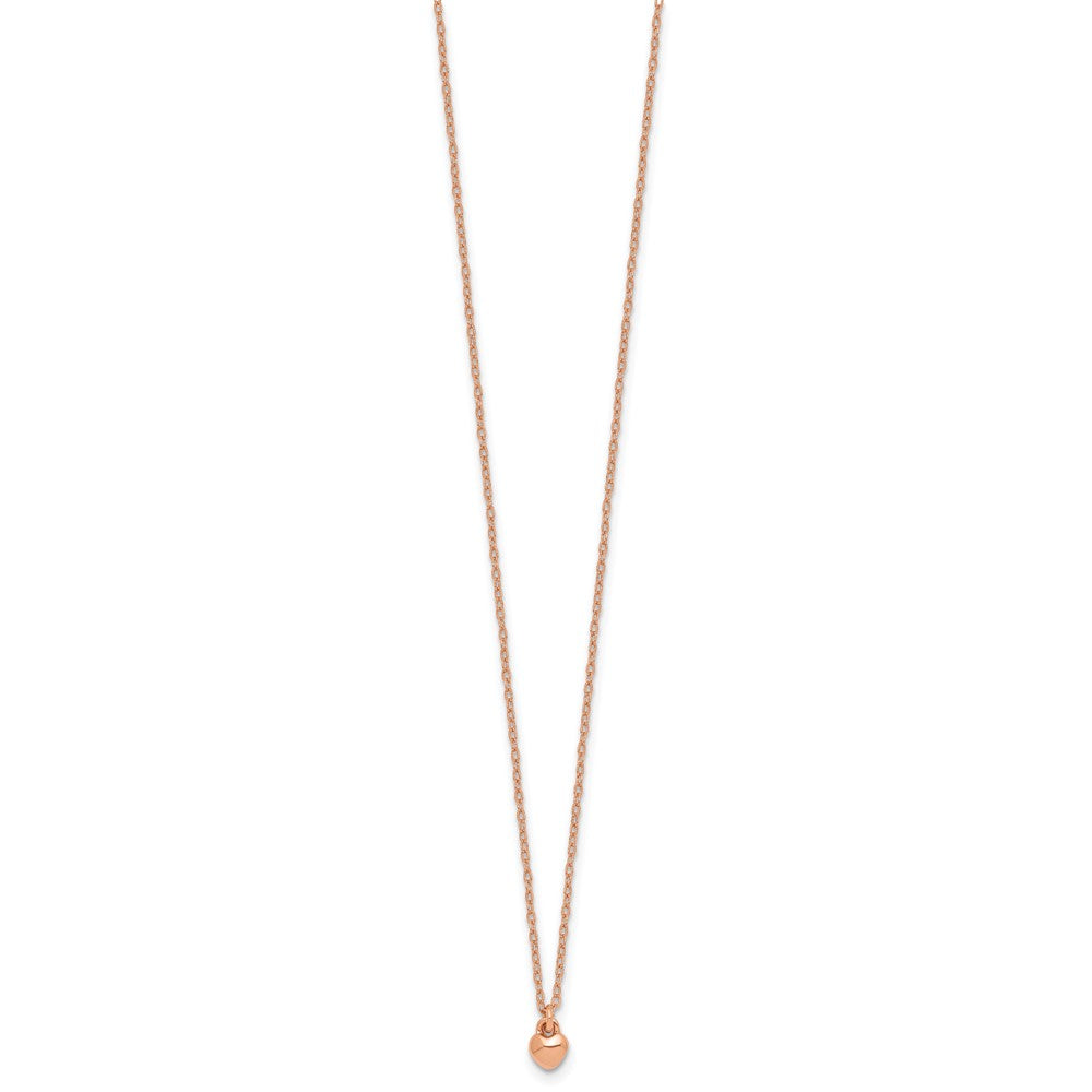 Sterling Silver Rose-tone Polished Heart Childrens 14 inch Necklace