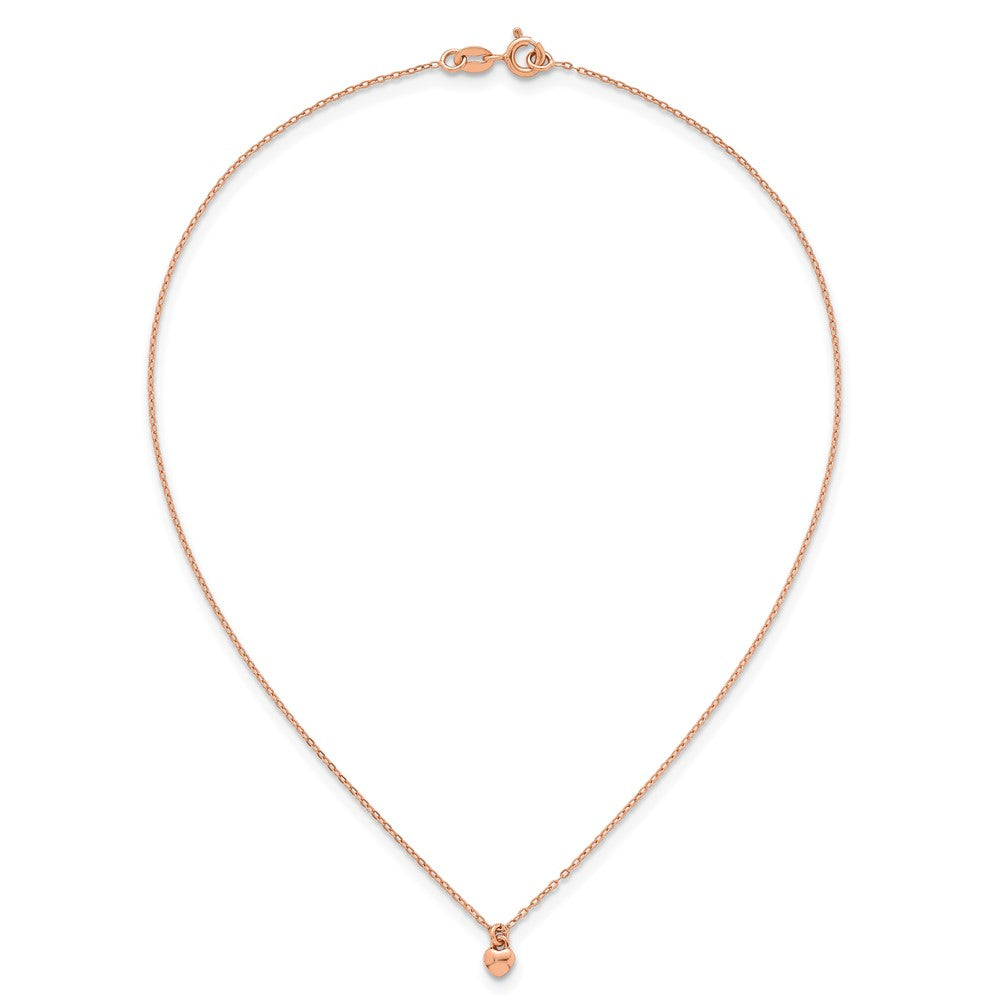Sterling Silver Rose-tone Polished Heart Childrens 14 inch Necklace