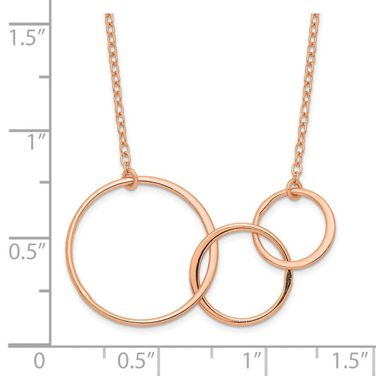 Sterling Silver Rose-tone 3 Intertwined Circles 16 inch with 2 inch Extension Necklace