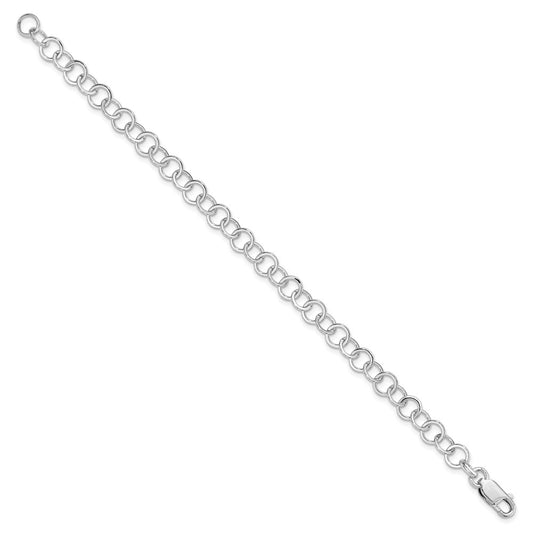 Amore La Vita Sterling Silver Rhodium-plated Polished 7mm 8.5 inch Fancy Link with Lobster Clasp Charm Bracelet