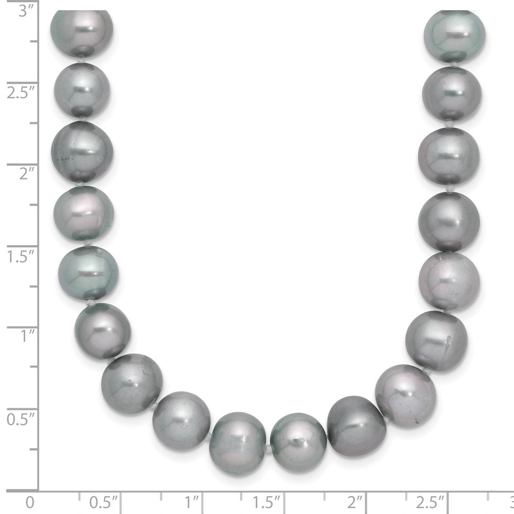 Sterling Silver Rhodium-plated 8-9mm Grey Near-Round Freshwater Cultured Pearl 20 inch Necklace