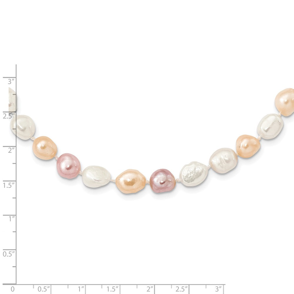 9-11mm White, Pink and Purple Baroque Freshwater Cultured Pearl Endless 64 inch Necklace