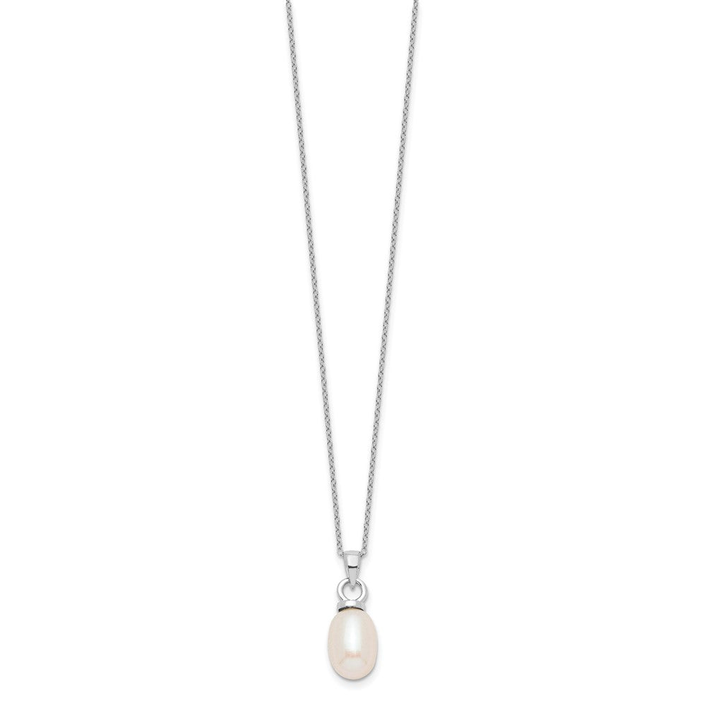 Sterling Silver Rhodium-plated 10-11mm White Teardrop Freshwater Cultured Pearl 17 inch Necklace and Dangle Earrings Set