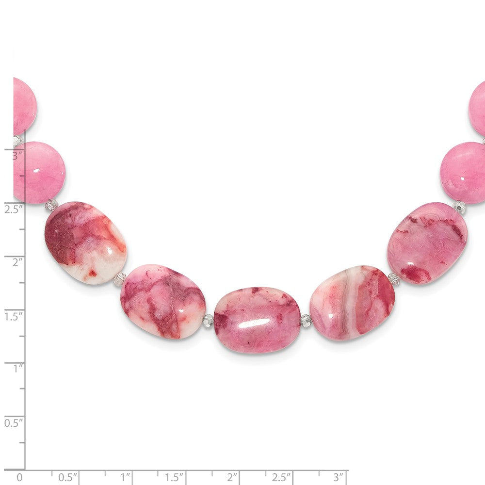 "Sterling Silver Pink Agate, Pink/Jade/Rose Quartz/Crystal Necklace"