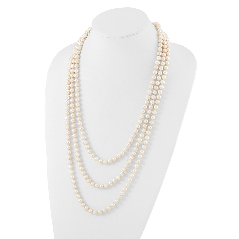 7-8mm White Near-Round Freshwater Cultured Pearl 76 inch Slip on Necklace