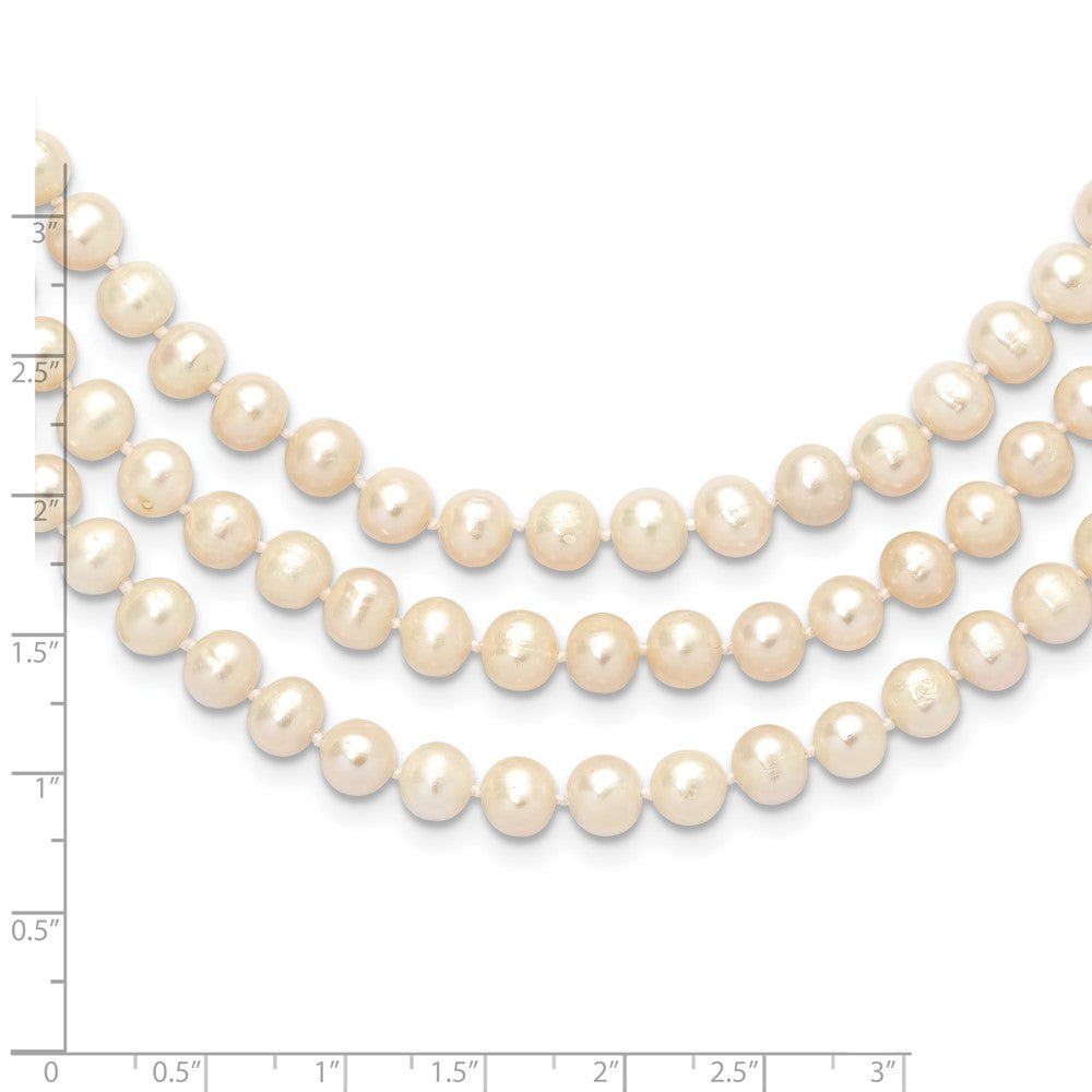 7-8mm White Near-Round Freshwater Cultured Pearl 76 inch Slip on Necklace
