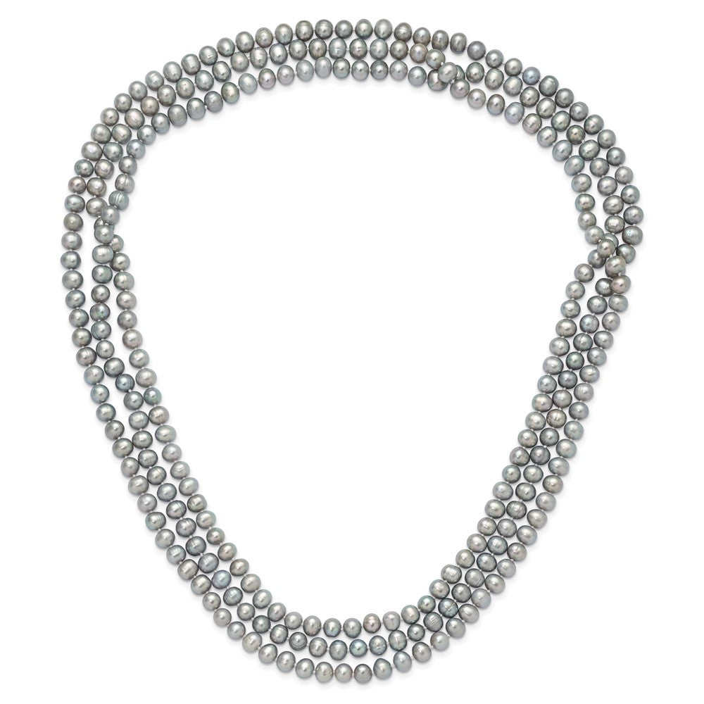 7-8mm Grey Near-Round Freshwater Cultured Pearl 76 inch Slip on Necklace