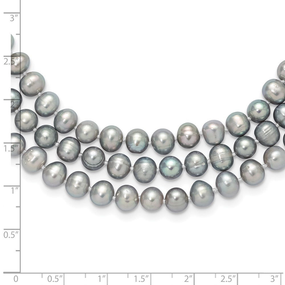 7-8mm Grey Near-Round Freshwater Cultured Pearl 76 inch Slip on Necklace