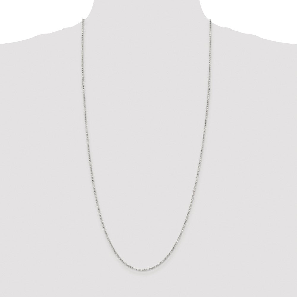 Sterling Silver Rhodium-plated 1.5mm Diamond-cut Rolo Cable Chain