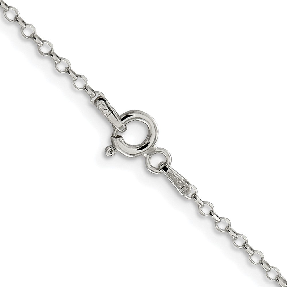 Sterling Silver Rh-plated 1.75mm Diamond-cut w/2in ext. Rolo Cable Chain