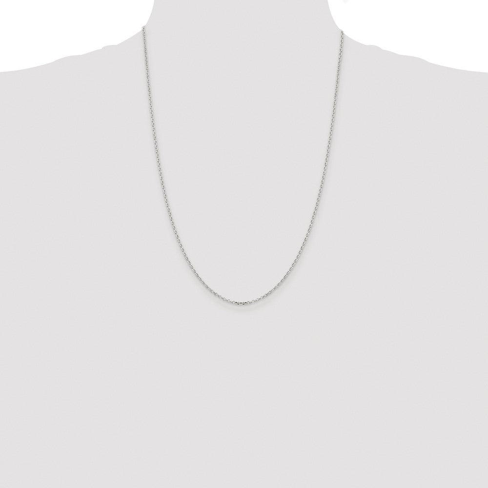 Sterling Silver Rhodium-plated 1.75mm Diamond-cut Rolo Cable Chain