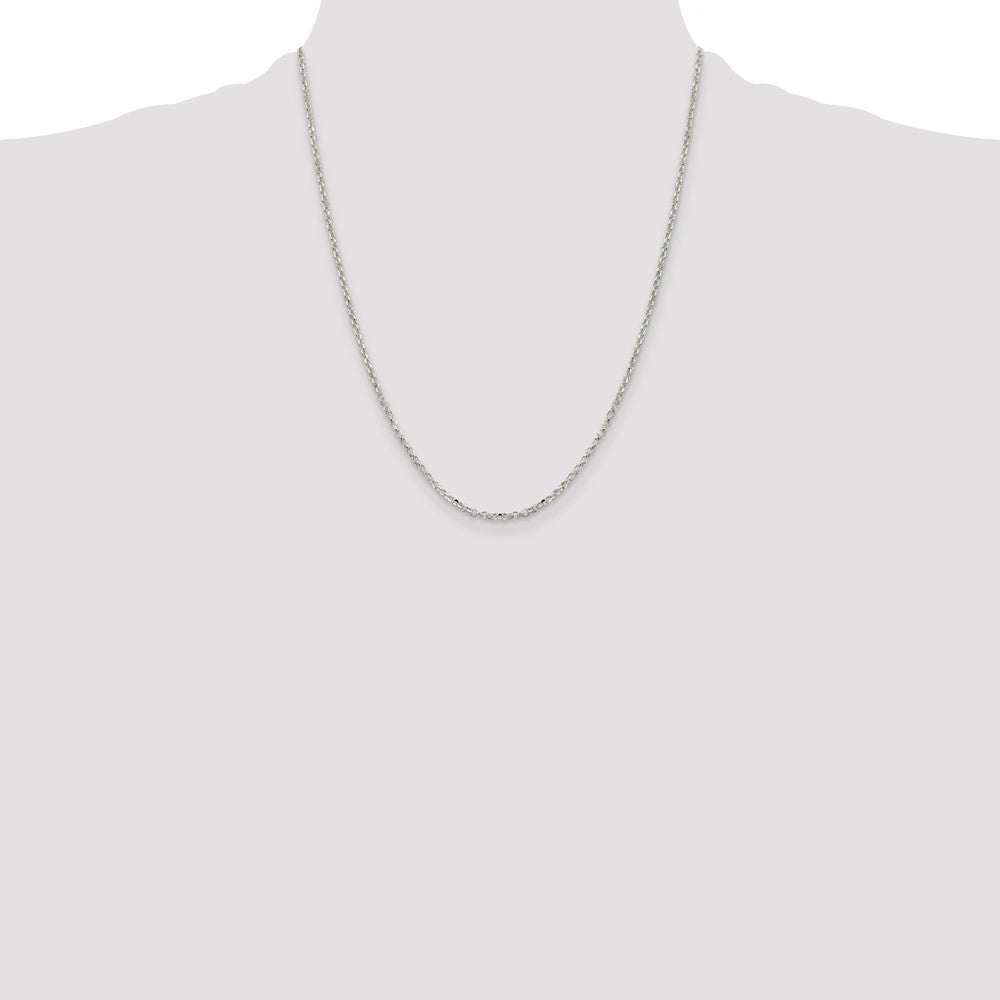 Sterling Silver 2.2mm Diamond-cut w/4in ext. Rolo Cable Chain