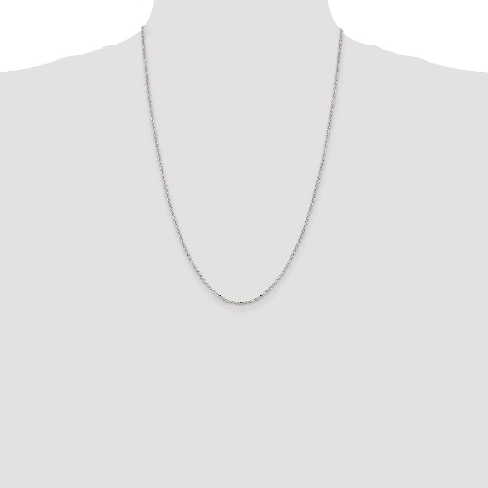 Sterling Silver 2.2mm Diamond-cut Rolo Cable Chain
