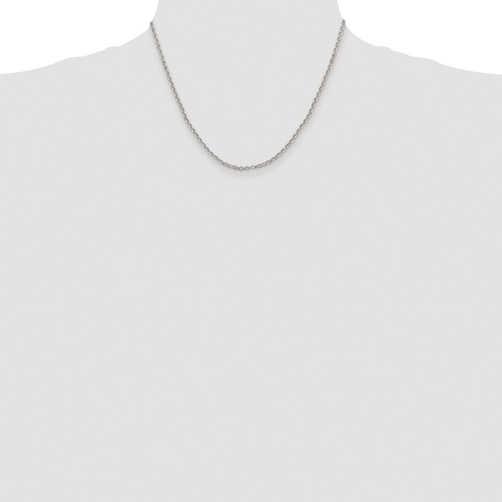 Sterling Silver Rhodium-plated 2.6mm Diamond-cut Rolo Cable Chain