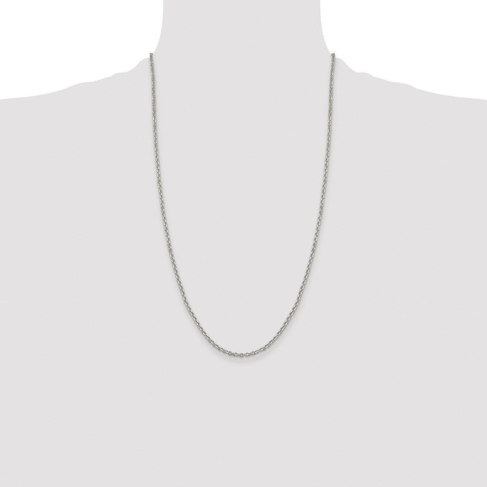 Sterling Silver Rhodium-plated 2.6mm Diamond-cut Rolo Cable Chain