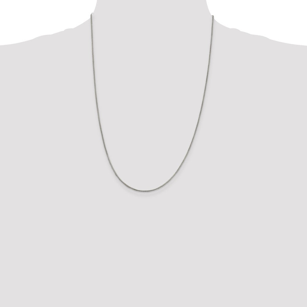 Sterling Silver Rhodium-plated 1.25mm Round Box Chain