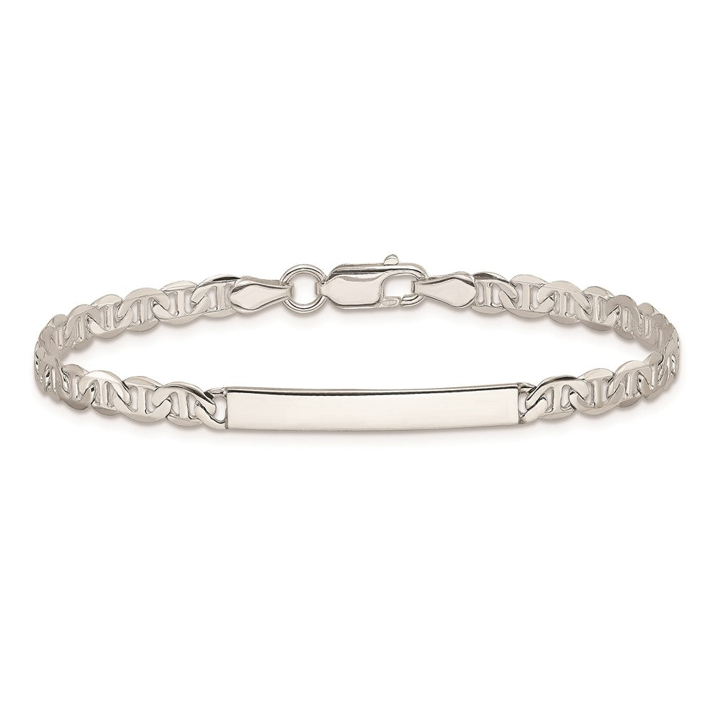 Sterling Silver 8inch Polished Engraveable Anchor Link ID Bracelet