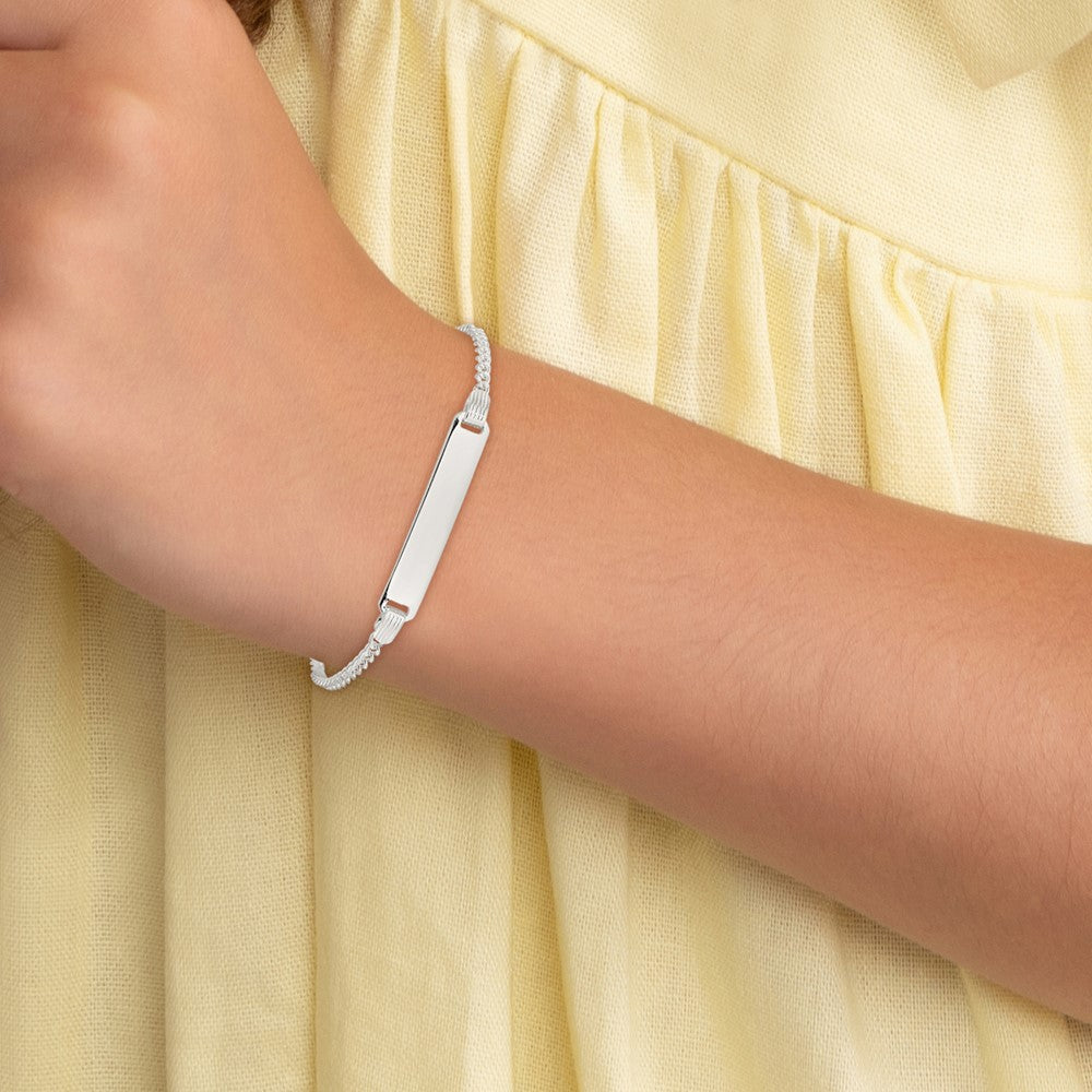 Sterling Silver Engravable Curb Link 27x4mm Plate 6 inch ID Bracelet