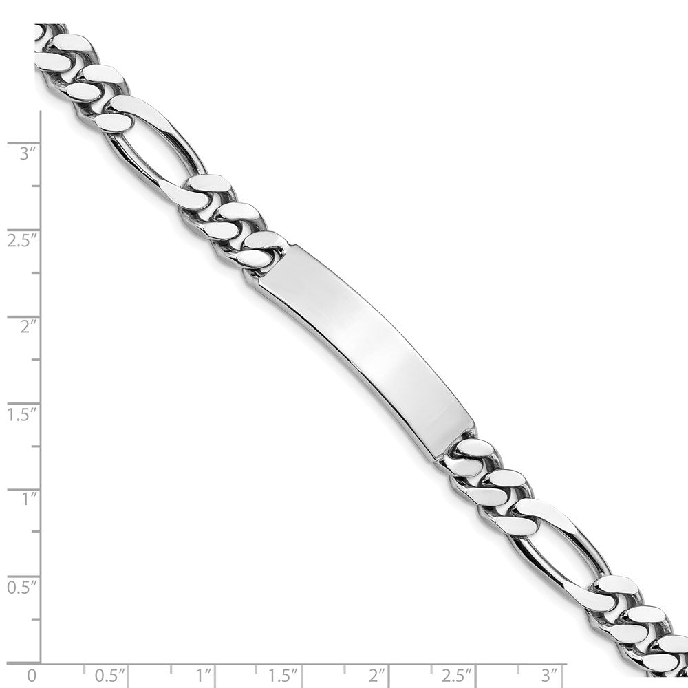Sterling Silver Polished Engraveable Figaro Link ID Bracelet
