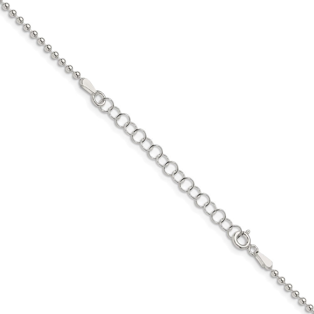 Sterling Silver 2mm Beaded Chain w/2in ext.