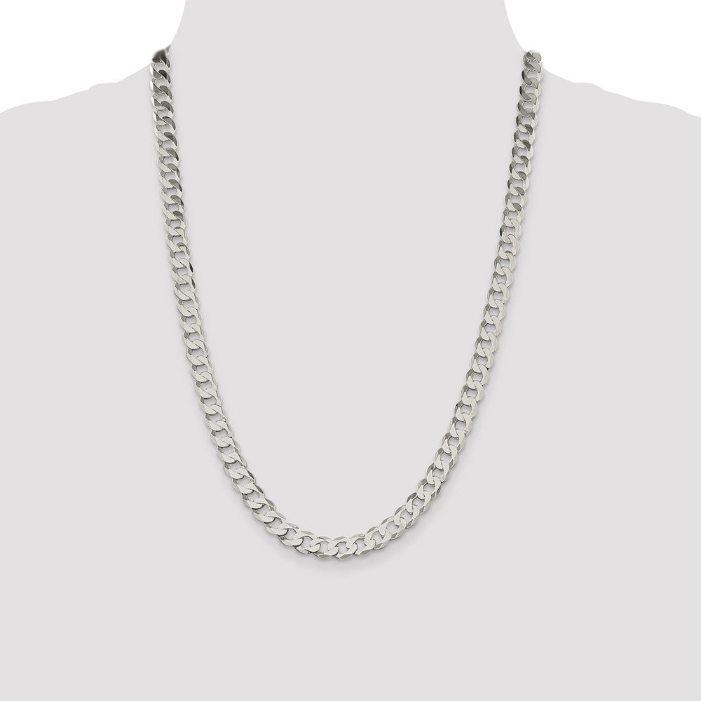 Sterling Silver 7.5mm Flat Curb Chain