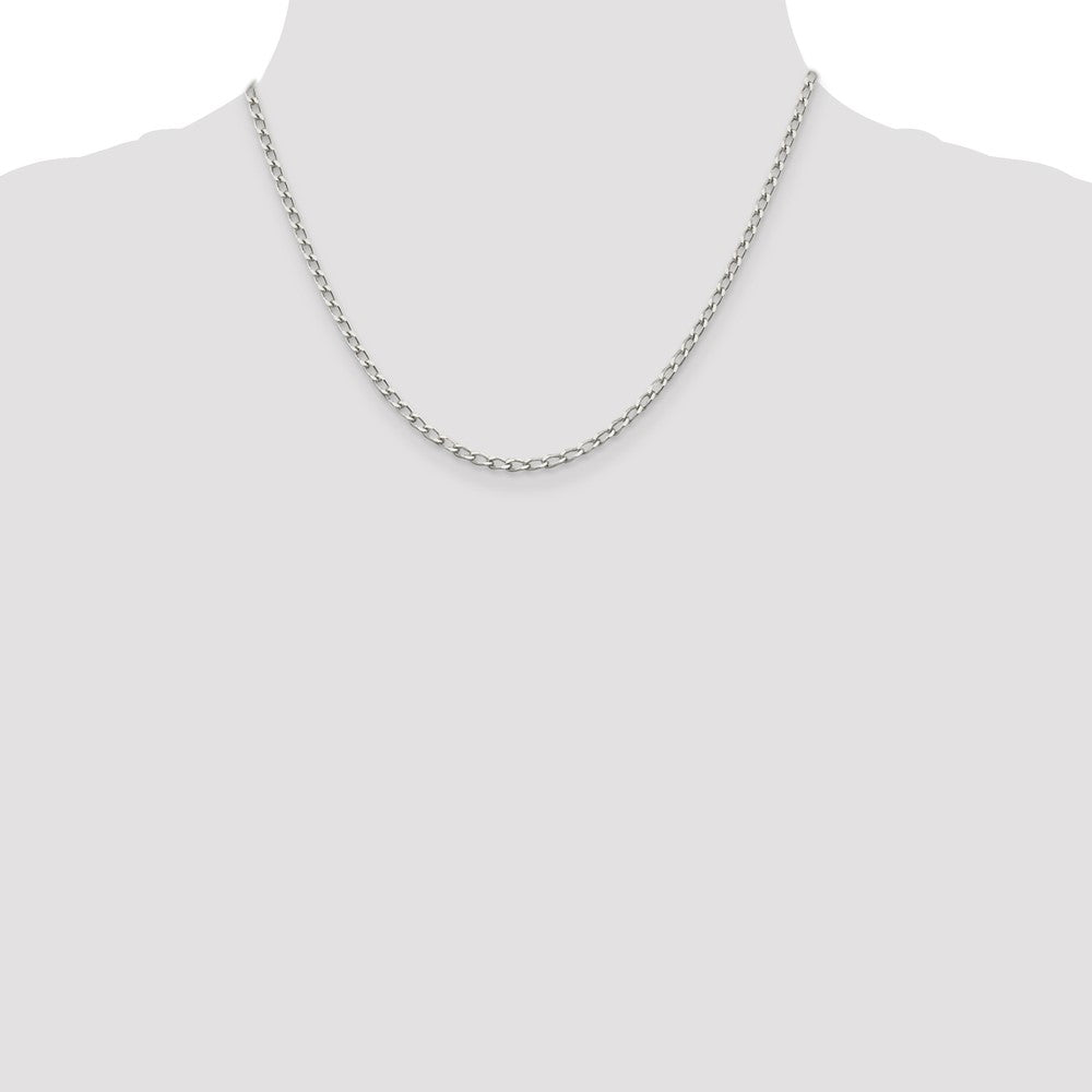Sterling Silver 2.8mm Open Elongated Link Chain Anklet