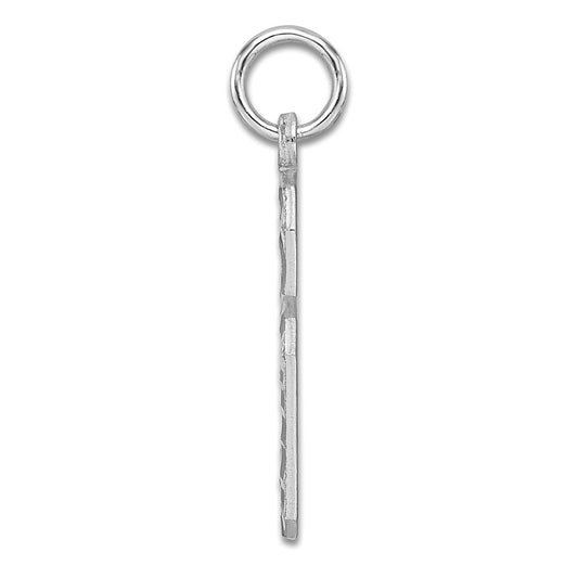 Sterling Silver Rhodium-plated Large Diamond-cut #6 Charm