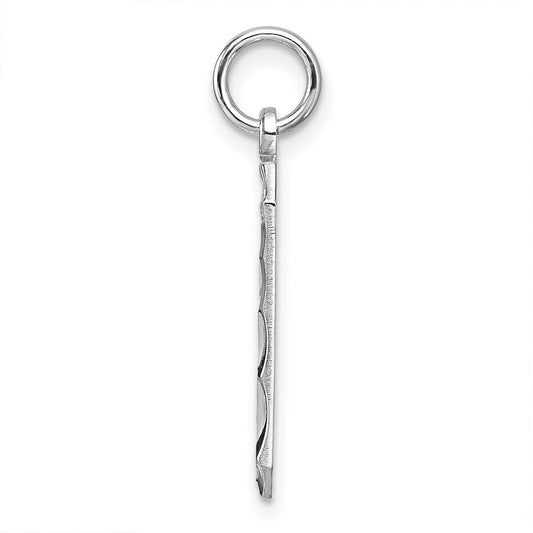 Sterling Silver Rhodium-plated Large Diamond-cut #9 Charm