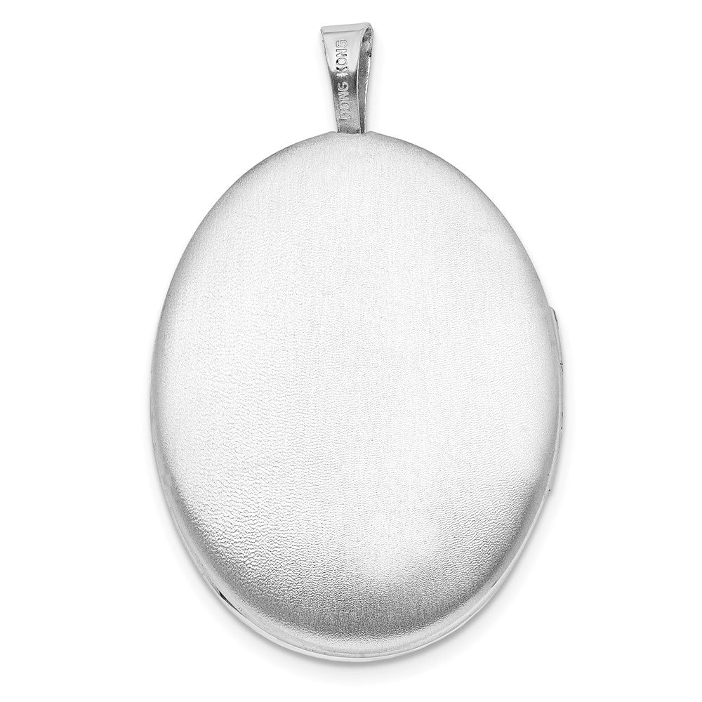 Sterling Silver Rhodium-plated Scroll Design 26x20mm Oval Locket