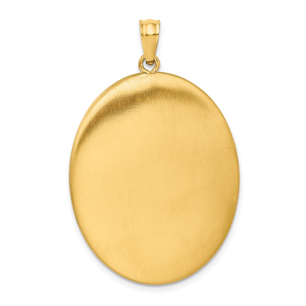 1/20 14K Gold Filled 34mm Polished/Satin Leaf Border 2-Frame Oval Locket