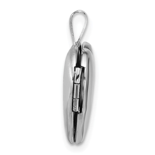 Sterling Silver Rhodium-plated Polished Front/Brushed Back 16mm Heart Locket