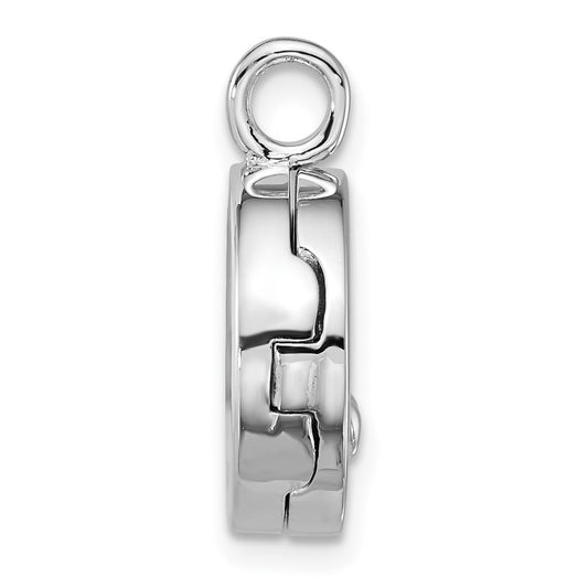 Sterling Silver Rhodium-plated Polished Heart On 10mm Round Locket
