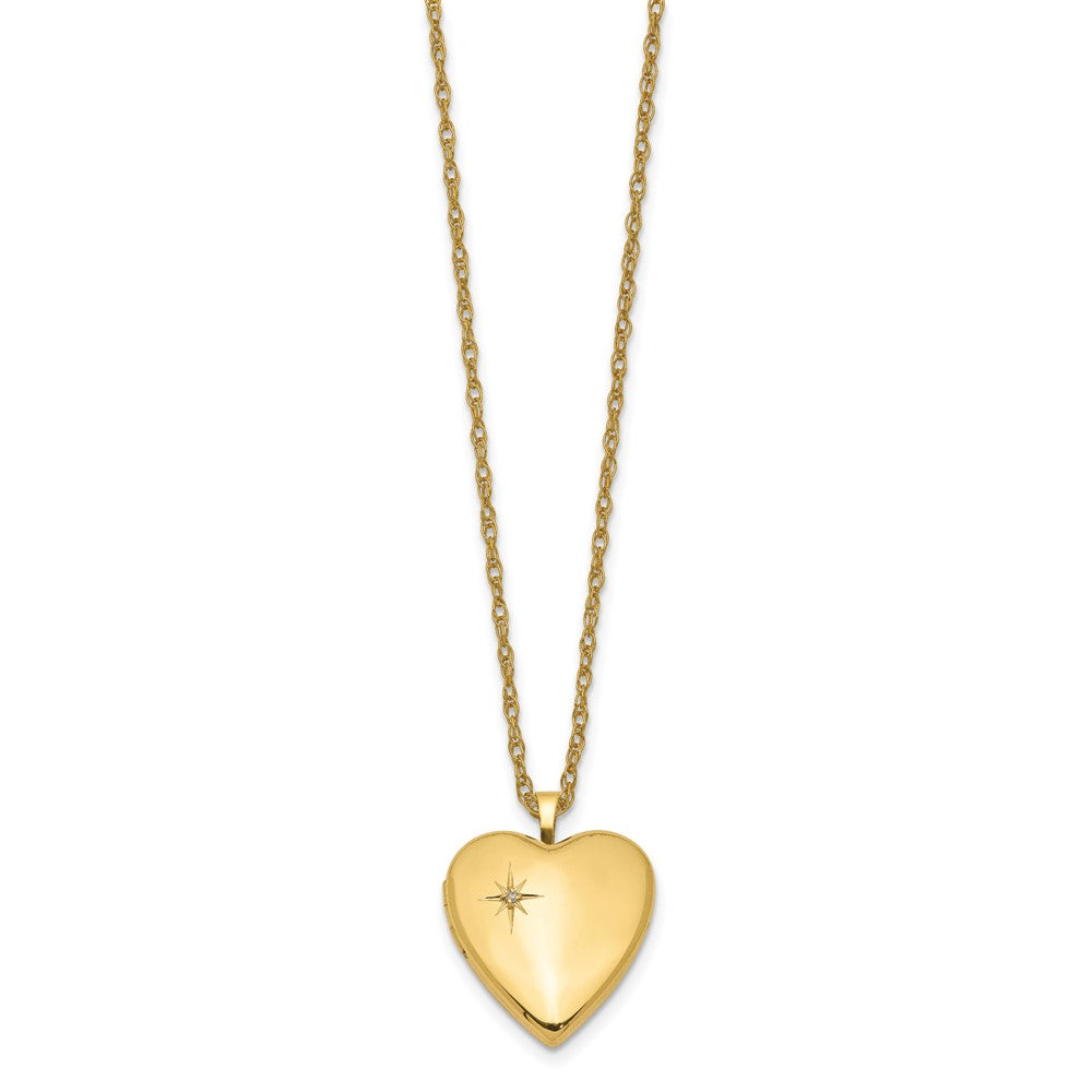1/20 14K Gold Filled 20mm Polished/Satin Dia Star Heart Locket Necklace