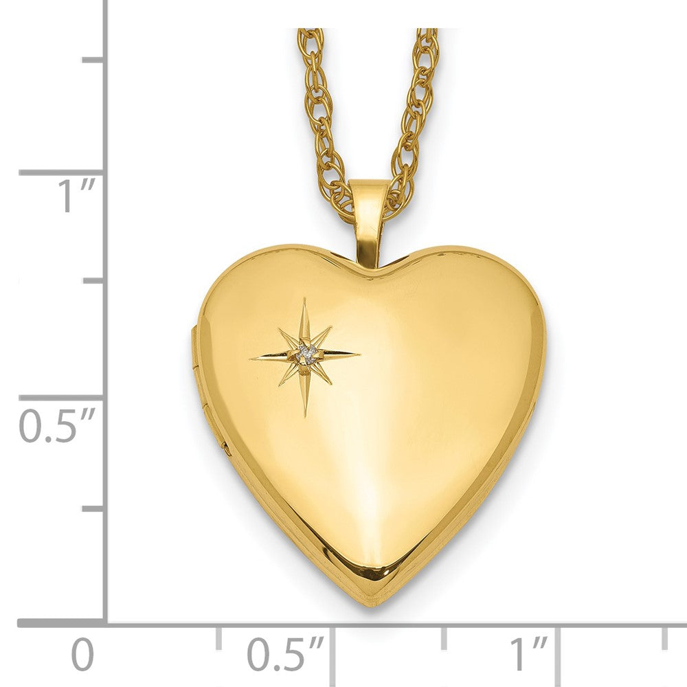 1/20 14K Gold Filled 20mm Polished/Satin Dia Star Heart Locket Necklace