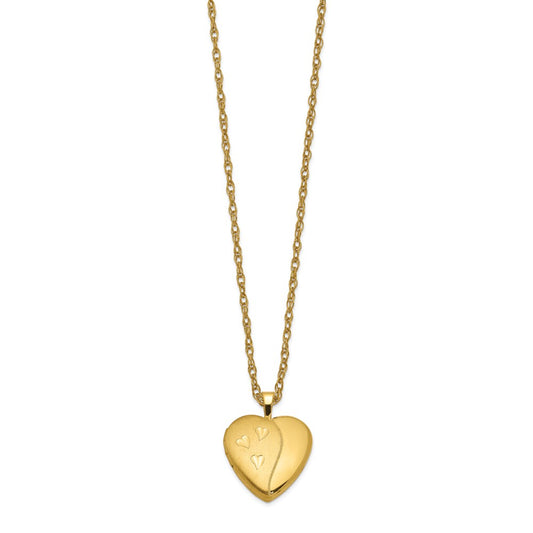 1/20 14K Gold Filled 16mm Satin and Polished Heart Locket Necklace