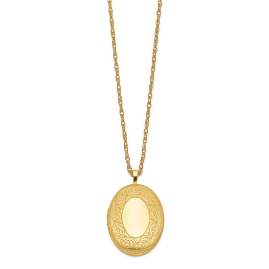 1/20 14K Gold Filled 26mm Leaf Border Oval Locket Necklace