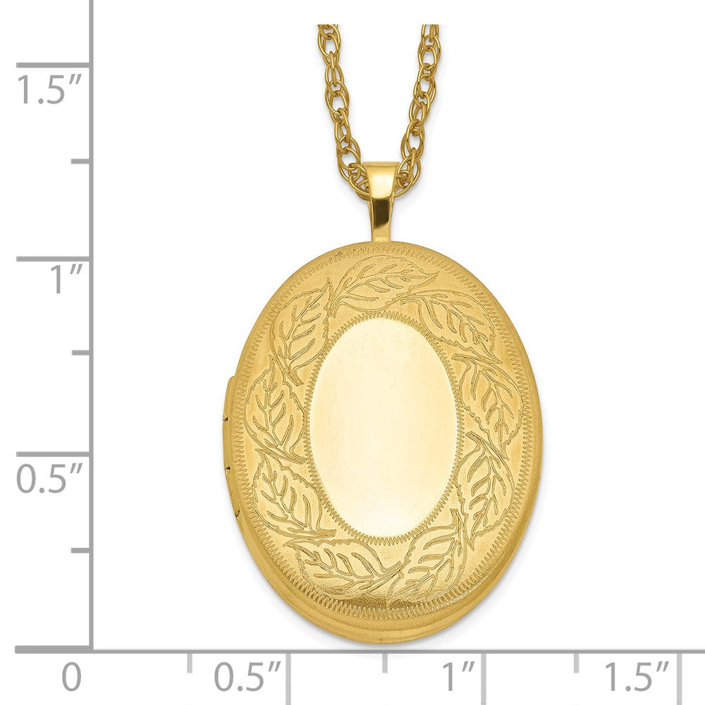 1/20 14K Gold Filled 26mm Leaf Border Oval Locket Necklace