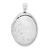 Sterling Silver Rhodium-plated Swirls 19mm Oval Locket