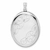 Sterling Silver Rhodium-plated W/ Side Swirls 34mm Oval Locket
