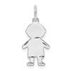 SS Rh-plt D/C Engraveable Boy Polished Front/Satin Back Disc Charm