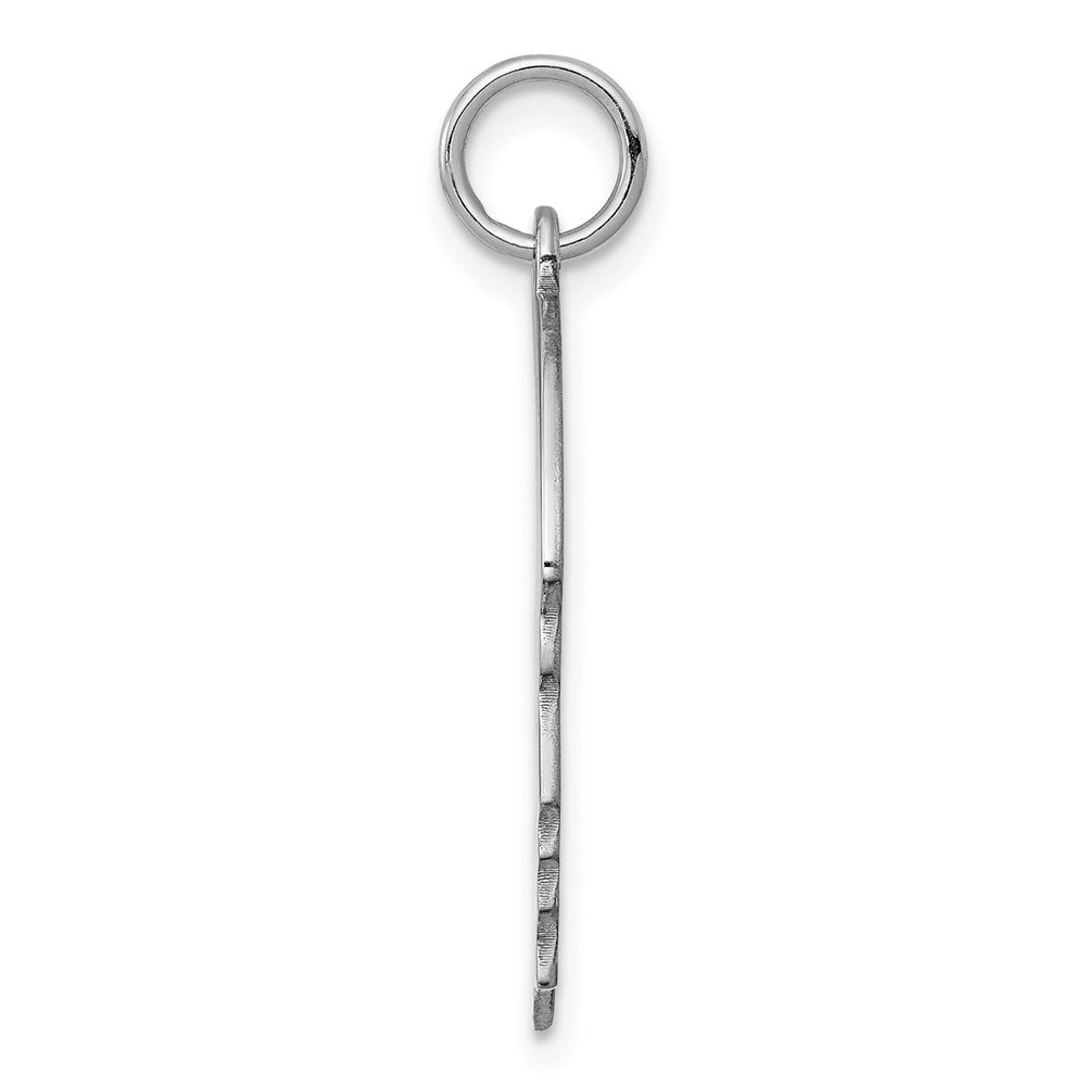 Sterling Silver Rhod-plate Eng. Boy Disc Charm Polish on Front/Back