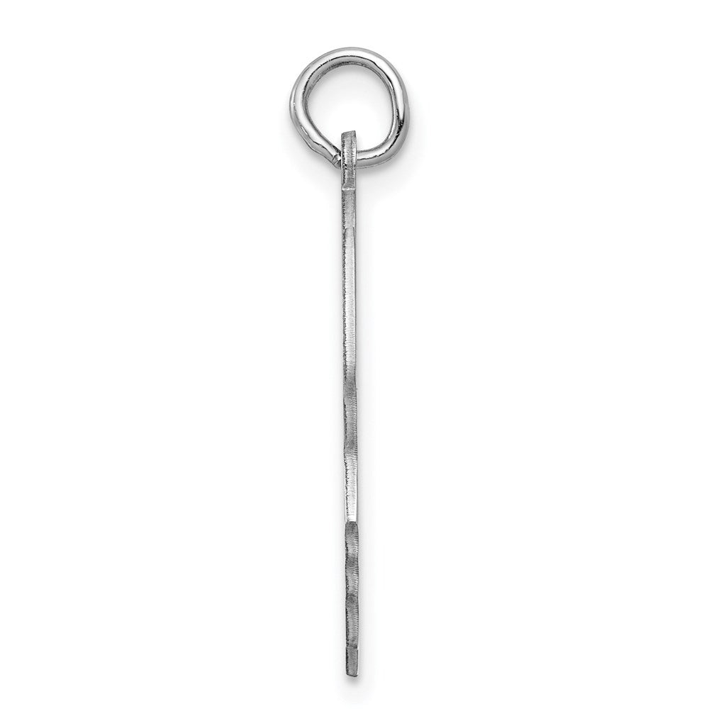 Sterling Silver Rhod-plate Eng. Boy Polished Front/Satin Back Disc Charm
