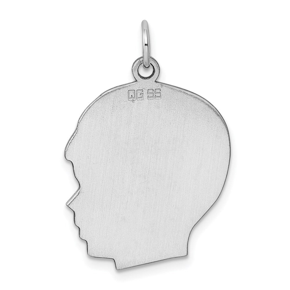 Sterl Silver Rh-plt Engraveable Boy Polished Front/Satin Back Disc Charm
