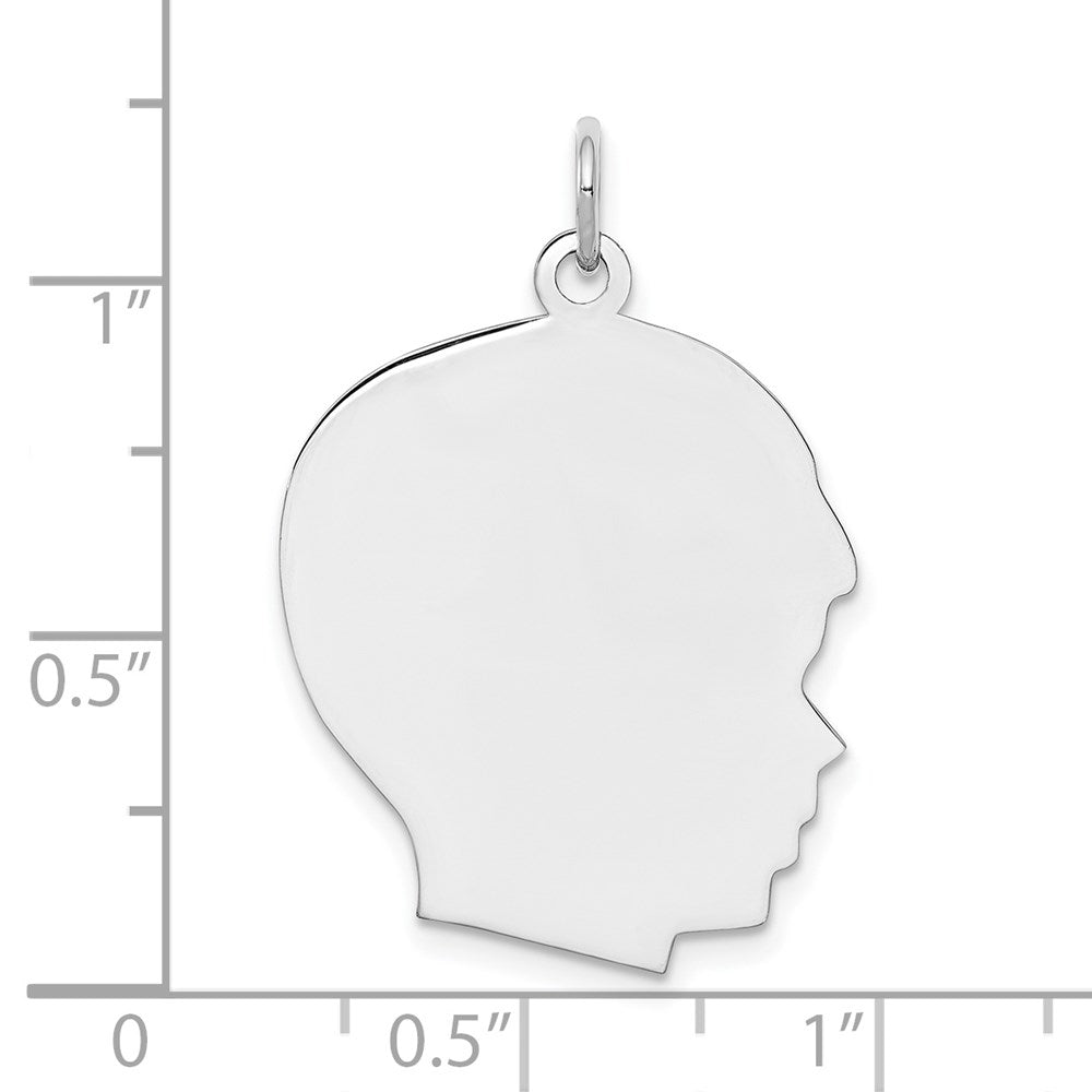 Sterl Silver Rh-plt Engraveable Boy Polished Front/Satin Back Disc Charm