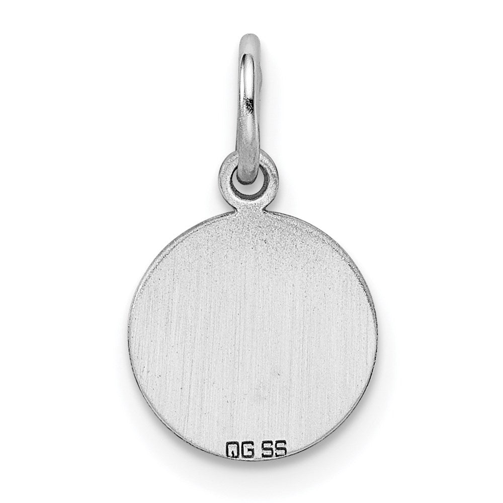 Sterling Silver Rh-plt Engraveable Round Polished Front/Back Disc Charm
