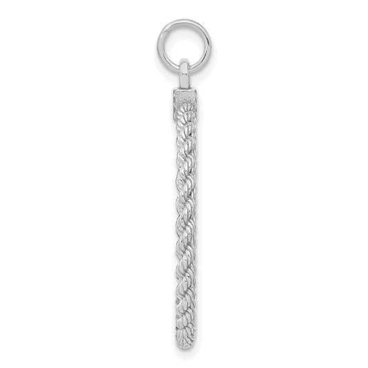 SS Rh-plt Engraveable Round with Rope Polished Front/Satin Back Disc